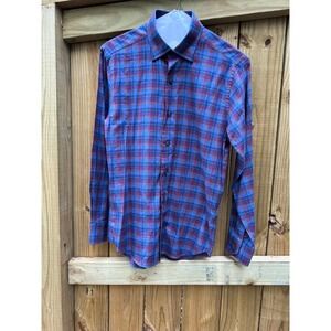 David Donahue Mens Plaid Button Down Long Sleeve Shirt, size S‎
